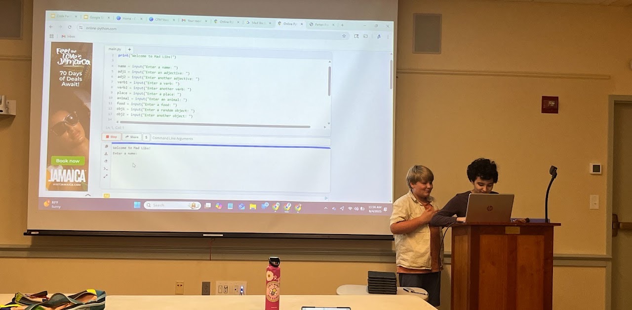 Two students presenting their project